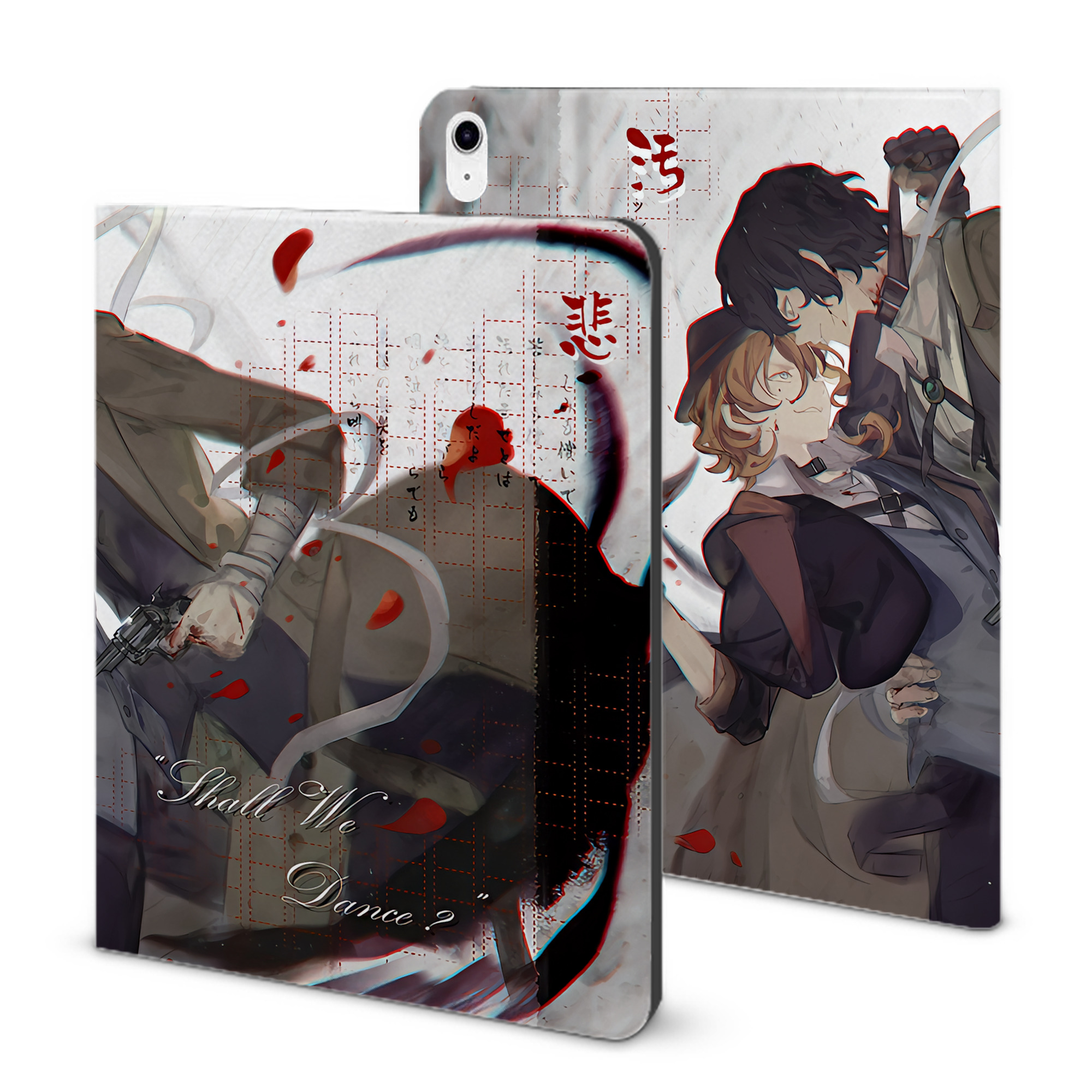 （画像用） 文豪ストレイドッグス Bungo Stray Dogs IPad ケース ブック型 PUレザー TPU 耐衝撃 軽量 薄型 ペン収納なし 全面保護 IPad 各モデル対応